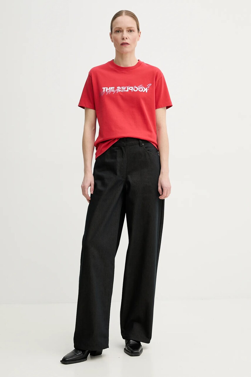 Бавовняна футболка The Kooples жіноча колір червоний FTSC30027K