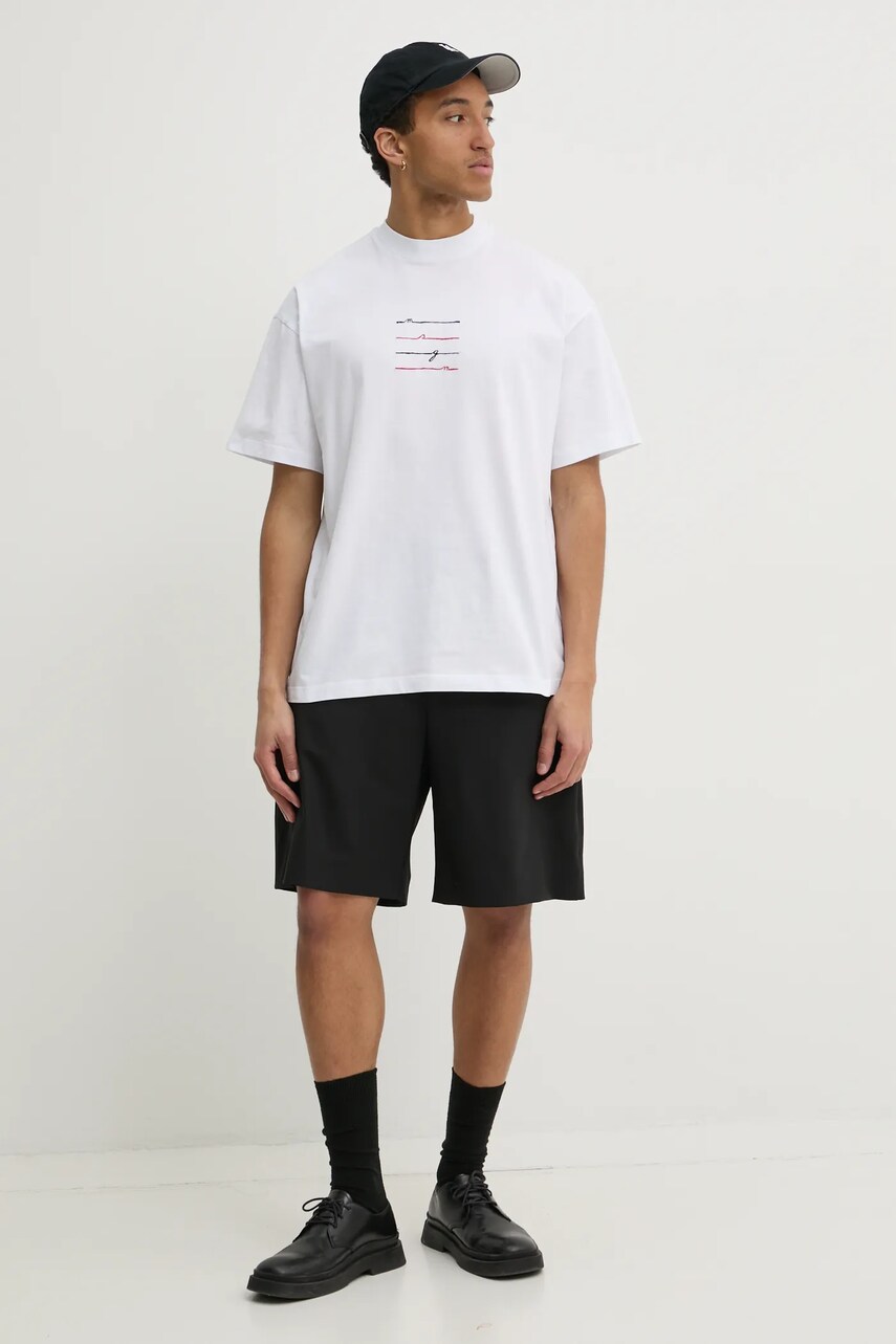 Бавовняна футболка MSGM чоловіча колір білий з аплікацією 3840MM108.257002