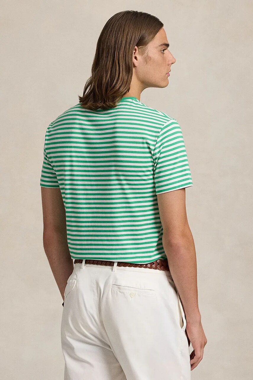 Бавовняна футболка Polo Ralph Lauren чоловіча колір зелений візерунок 710956828