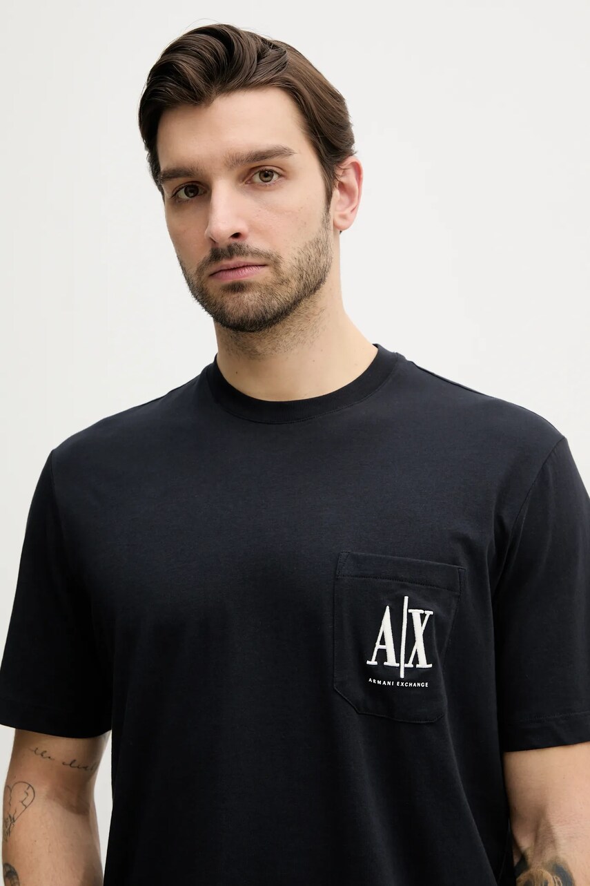 Бавовняна футболка Armani Exchange чоловіча колір синій однотонна XM000366 AF12308