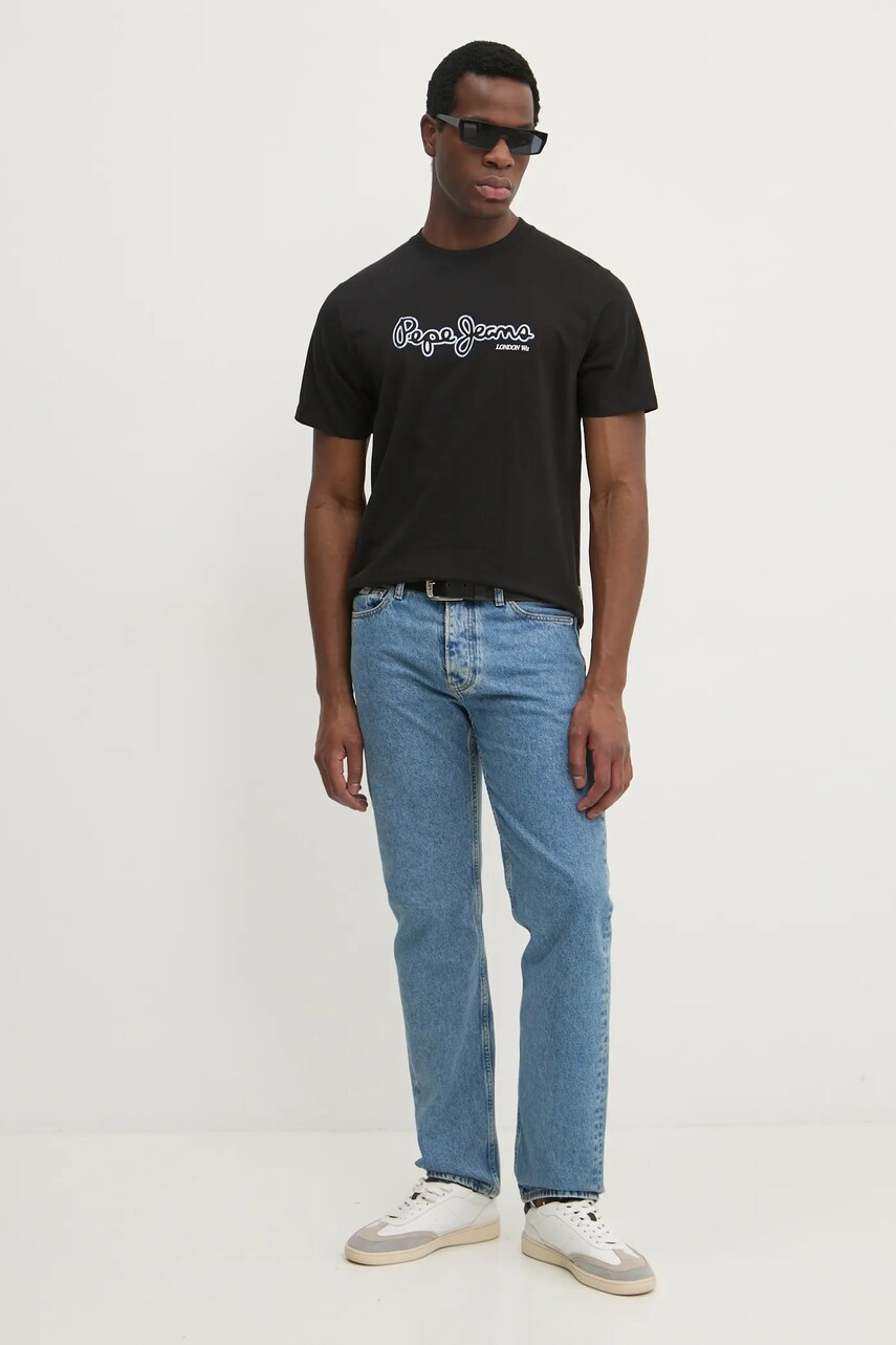 Бавовняна футболка Pepe Jeans DORIAN TEE чоловіча колір чорний з принтом PM509721
