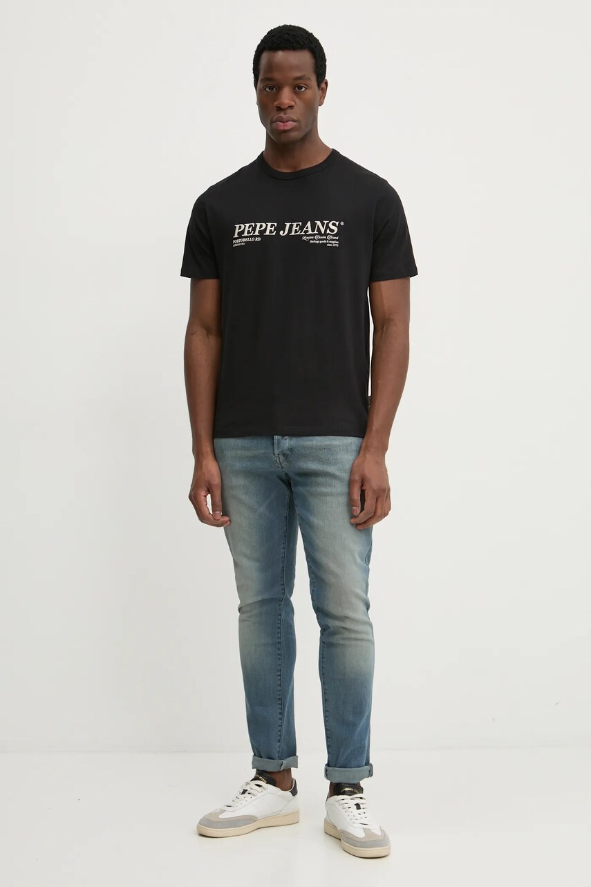 Бавовняна футболка Pepe Jeans DYLAN TEE чоловіча колір чорний з принтом PM509728