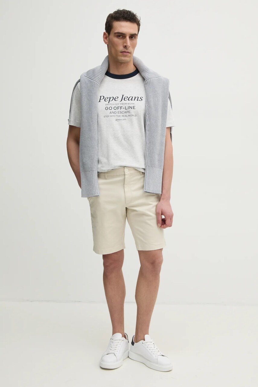 Футболка Pepe Jeans PETERSON чоловічий колір сірий з принтом PM509801