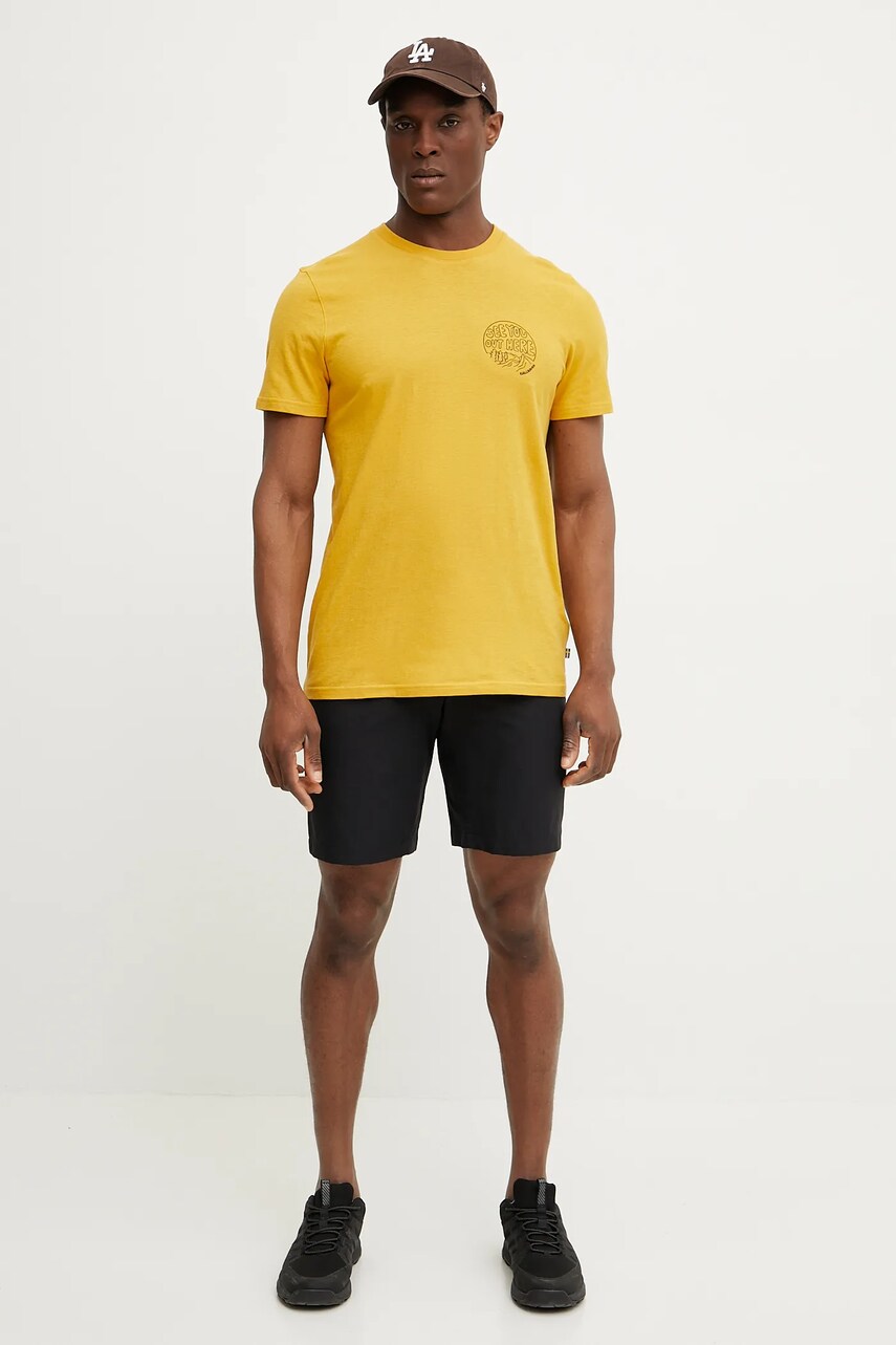 Футболка Fjallraven Hemp Blend Out Here чоловіча колір жовтий з принтом F12600265