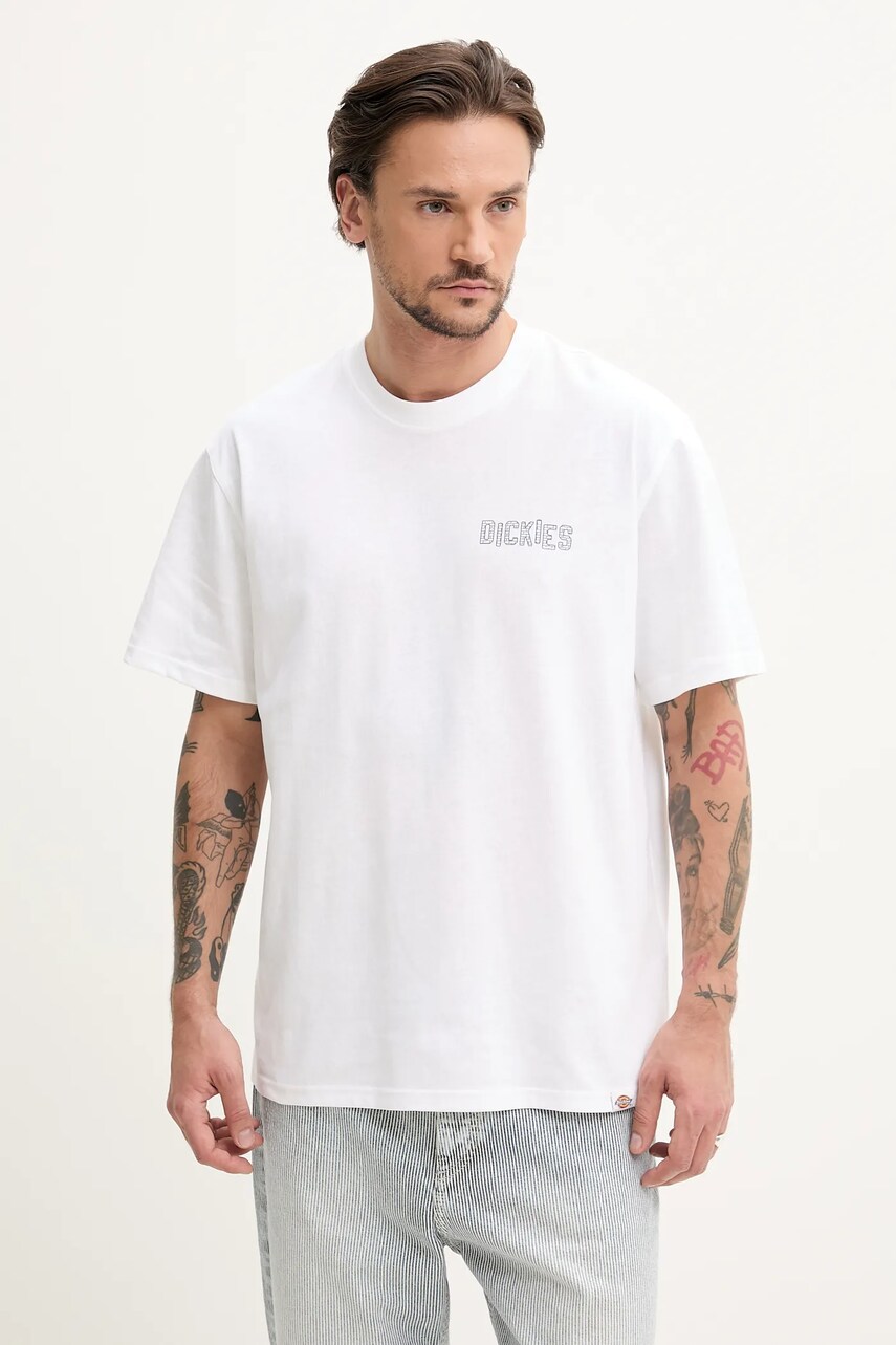 Бавовняна футболка Dickies чоловіча колір білий з принтом DK0A4Z8R0WH1