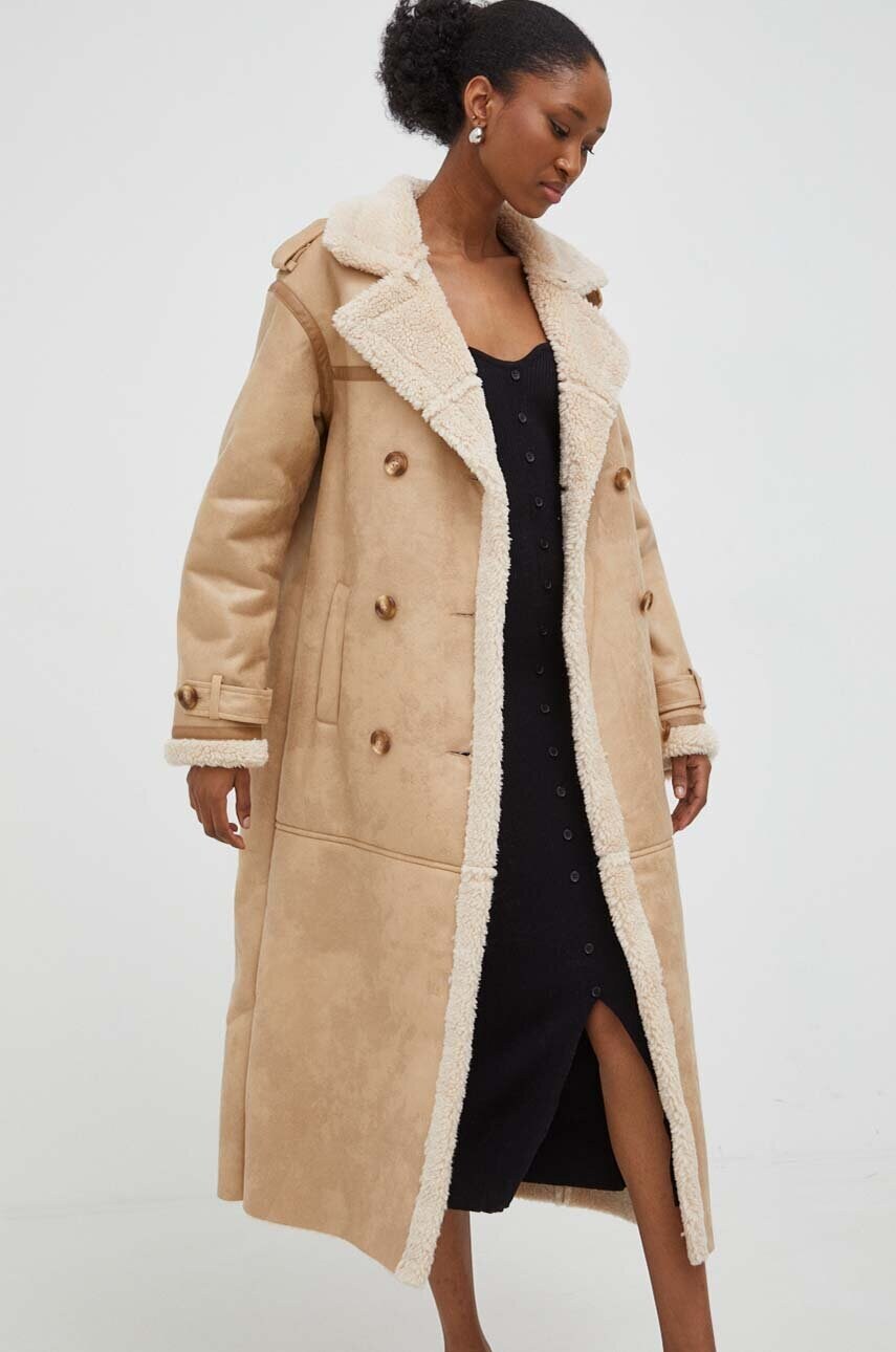 Пальто Answear Lab жіноче колір бежевий перехідне oversize