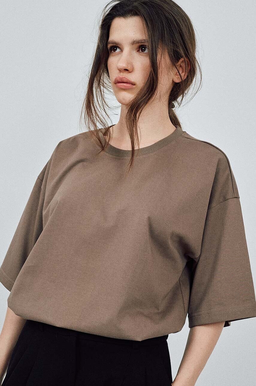 Бавовняна футболка MUUV. READY TO WEAR колір бежевий