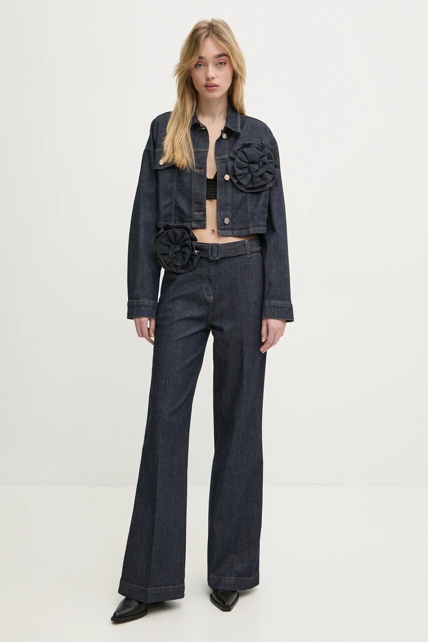 Джинсова куртка Blugirl Blumarine жіноча колір синій перехідна oversize RA5132.D4992